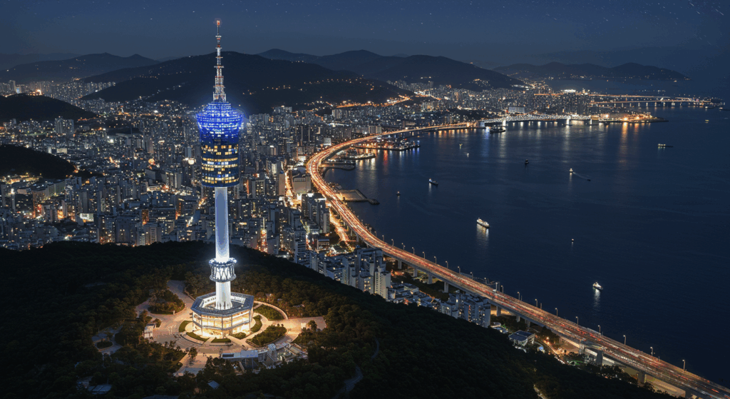 釜山旅行の締めくくりにおすすめの釜山タワーから見る夜景