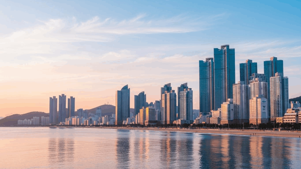 Busan jeonse system apartment buildings near the beach